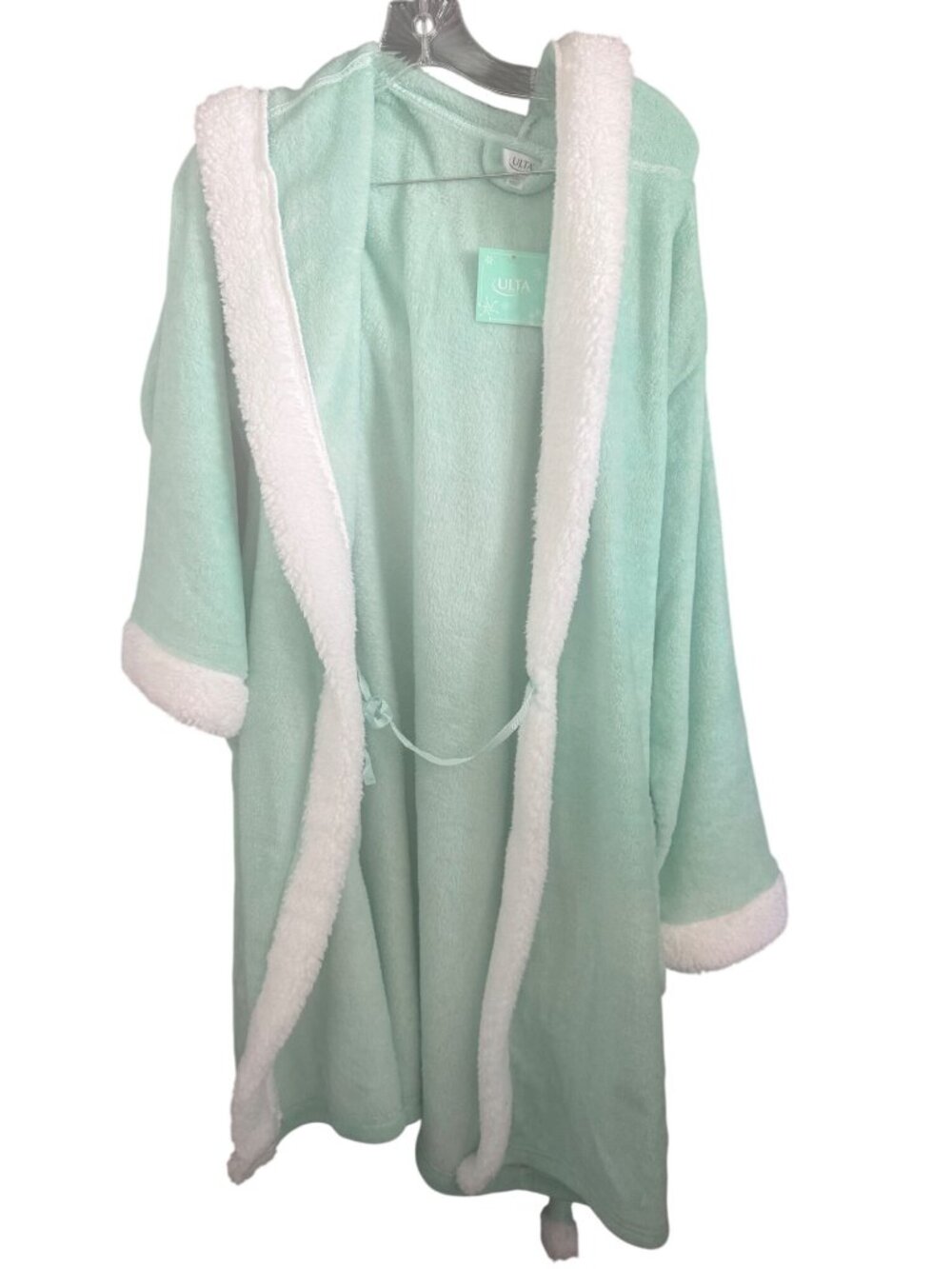 Mint Green Hooded Robe With White Sherpa Trim L/XL By Ulta Beauty